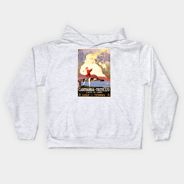 CADENABBIA TREMEZZO For Golf Tennis ENIT Retro Italy Travel Kids Hoodie by vintageposters